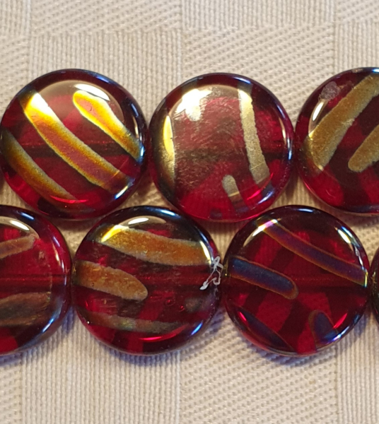 Glasperle tschech Siam Lüster 4St.