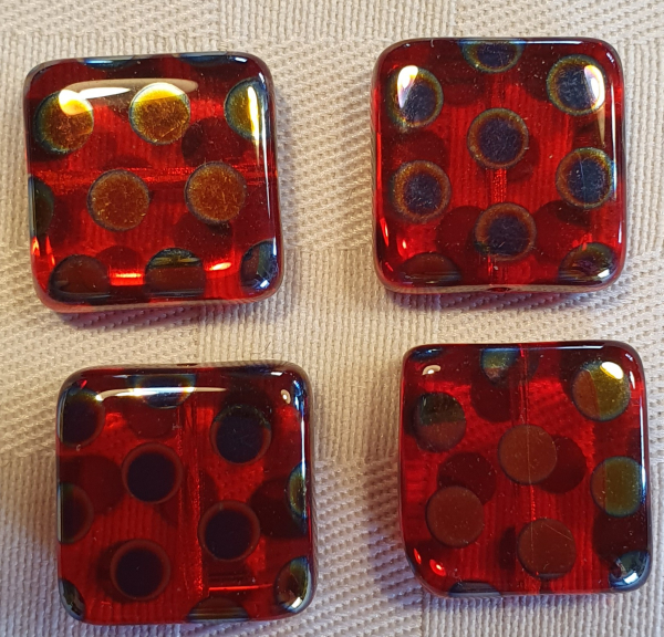 Glasperle tschech Siam Lüster 4St.