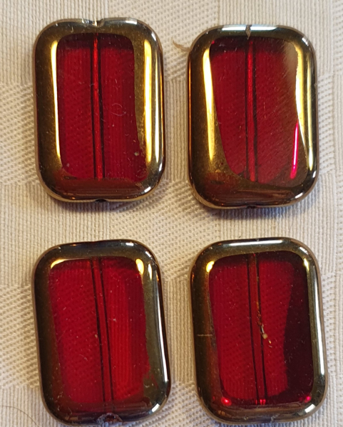 Glasperle Rechteck 23x16,5mm Rot/Copper