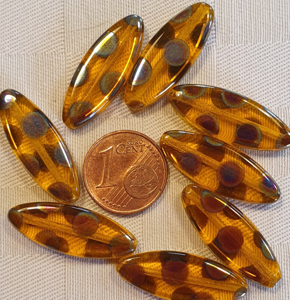 Glasperle Navette Topaz Lüster 6 St.