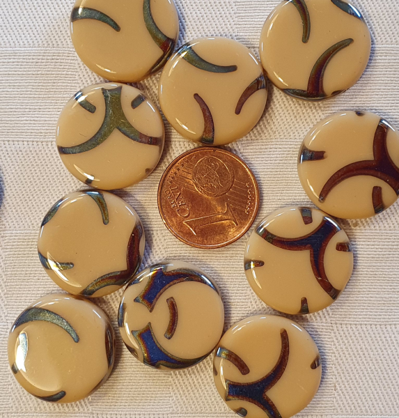 Glasperle Scheibe, beige, Lüster 2 St.