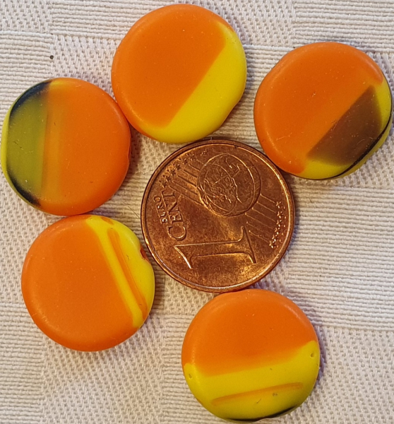 Glasperle Scheibe, orange, marmor 5 St.