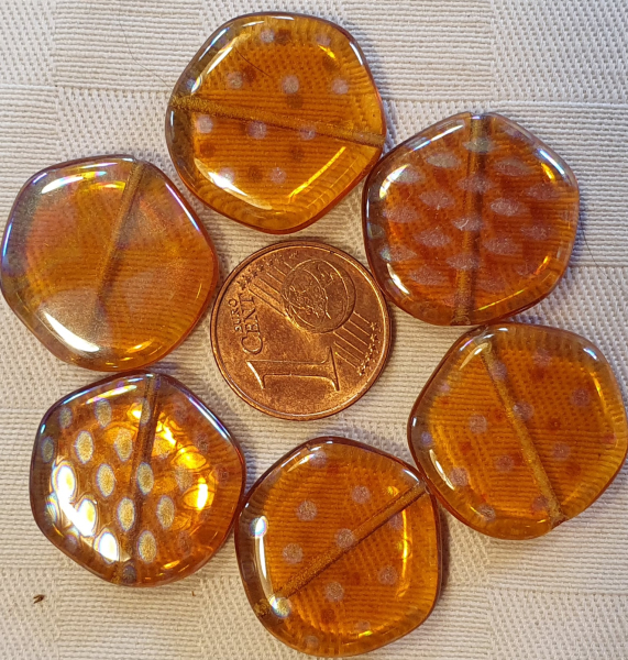 Glasperle Topaz Lüster, 6-eck