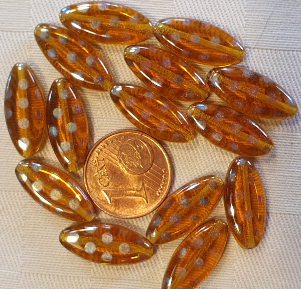 Glasperle Navette, Topaz, Lüster 8 St.