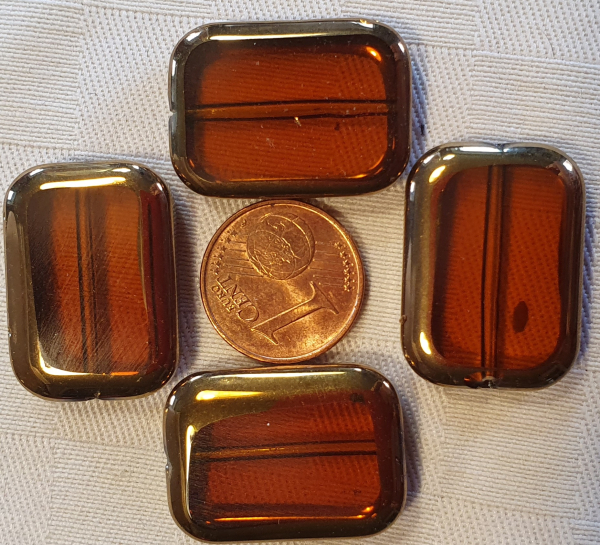 Glasperle Rechteck 23x16,5mm Topaz/Copper