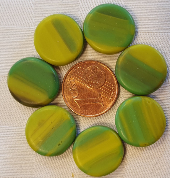 Glasperle Scheibe, grün marmor 5 St.