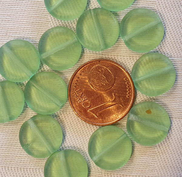 Glasperle Scheibe, grün 8 St.