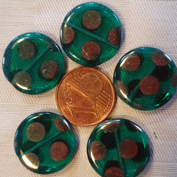 Glasperle Scheibe Grün Lüster 4 St.