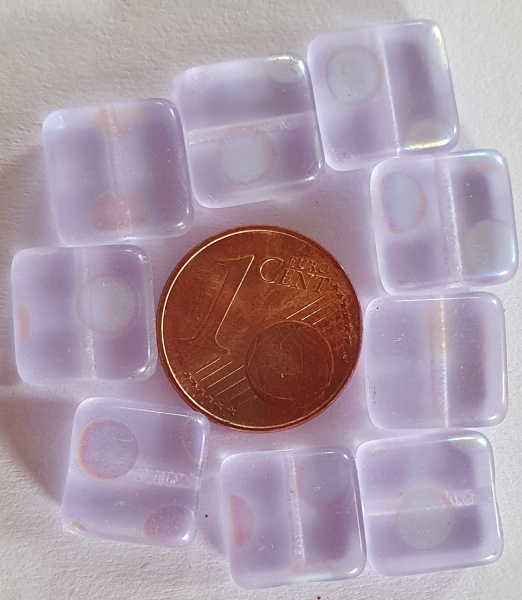 Glasperle Quadrat Flieder Lüster 9 St.