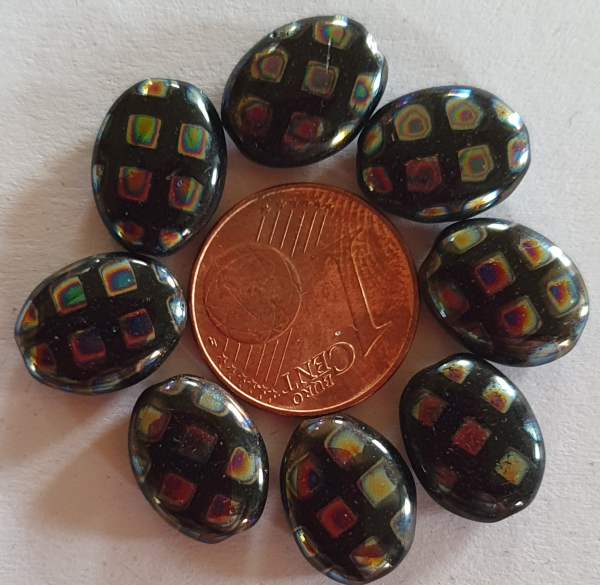 Glasperle, Olive, flach 9 St.