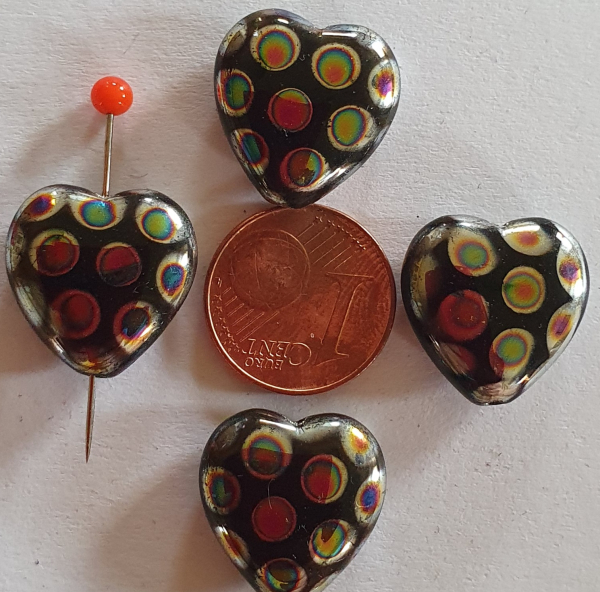 Glasperle, Herz, flach 2 St.