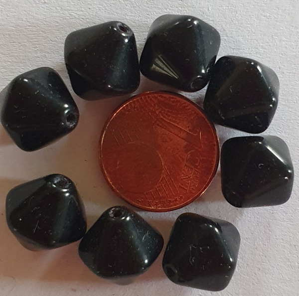 Glasperle, schwarz, bicone 4St.