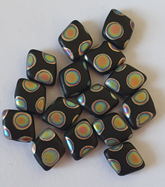 Glasperle Raute 6mm 2-Loch Jet PeaFro 30St.