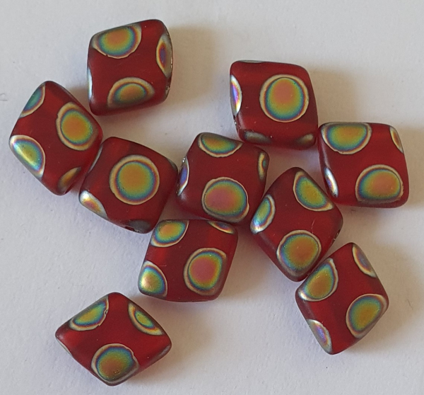 Glasperle Raute 6mm 2-L Siam PeaFro 180 St.