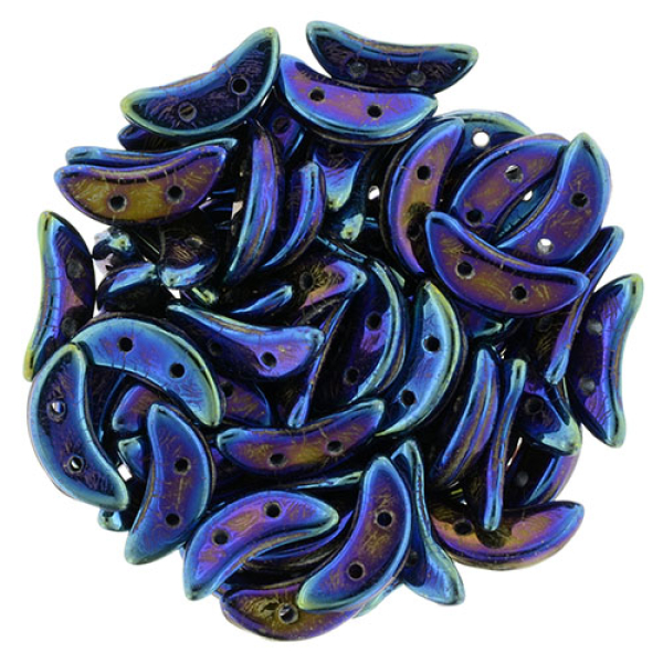Crescent Bead 3x10mm Jet Iris Blue 100g