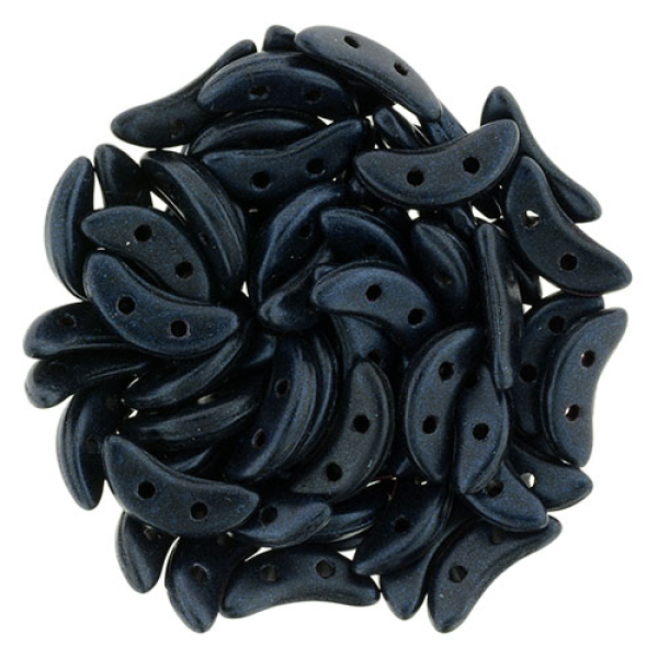 Crescent Bead 3x10mm Metallic Suede Dark Blue 100g