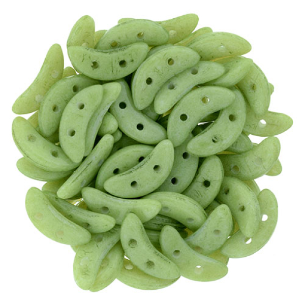 Crescent Bead 3x10mm Milky Green Flash 5g