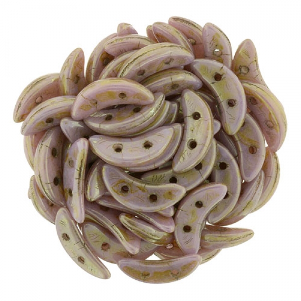 Crescent Bead 3x10mm Opak Luster Rose / Gold Topaz 100g