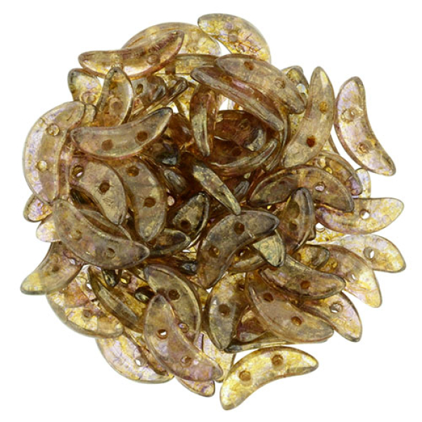 Crescent Bead 3x10mm Transparent Luster Gold / smoked Topaz 100g