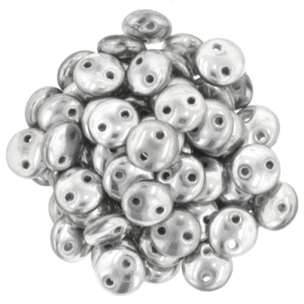 Lentil 2-Loch 6mm Crystal Silver 50St