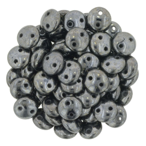 Lentil 2-Loch 6mm Jet Hematite 50St