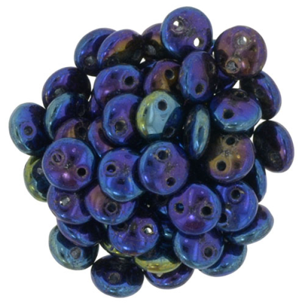 Lentil 2-Loch 6mm Jet Iris Blue 50St