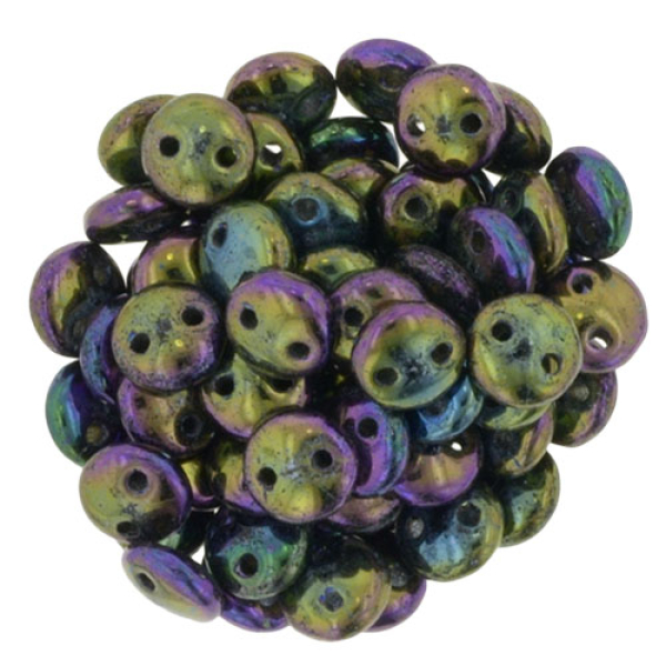 Lentil 2-Loch 6mm Jet Iris Purple 50St
