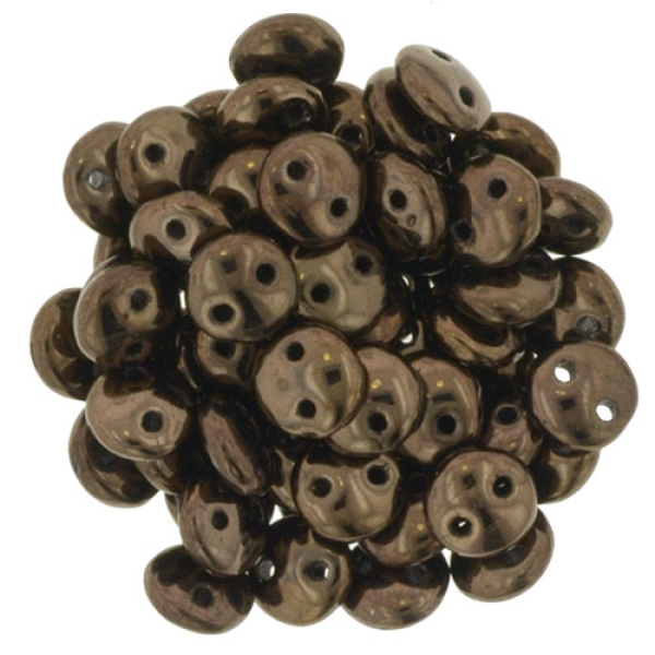 Lentil 2-Loch 6mm Jet Dark Bronze 50St