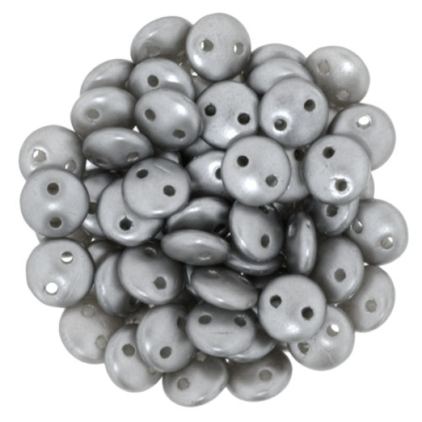 Lentil 2-Loch 6mm Pearl Coat Silver 50St