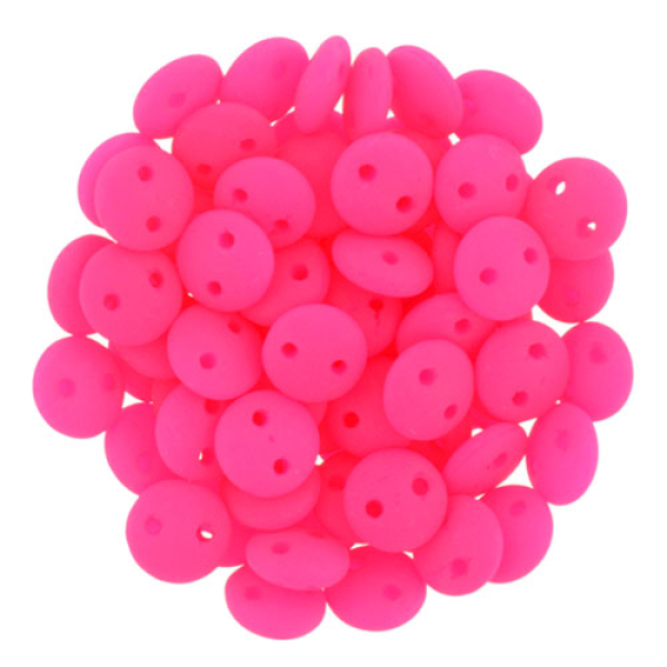 Lentil 2-Loch 6mm Neon Pink 50 St