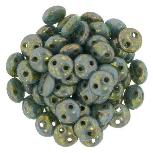 Lentil 2-Loch 6mm Turquoise Bronz Pic 50St