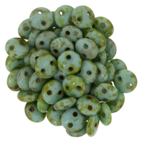 Lentil 2-Loch 6mm Opak Turquoise Pic 50St