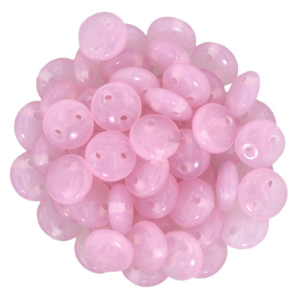 Lentil 2-Loch 6mm Milky Pink 50St