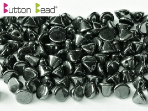 Button Bead 4mm Jet Hematite 300 St