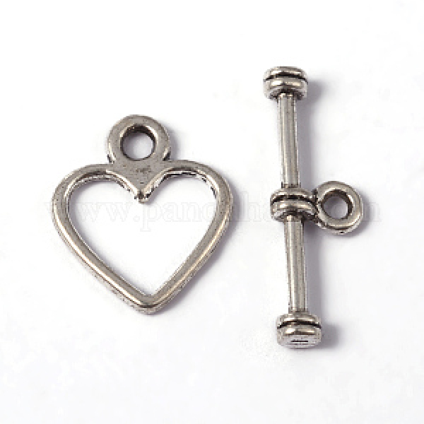 Knebelverschluß, Herz platinfarben 12x14mm