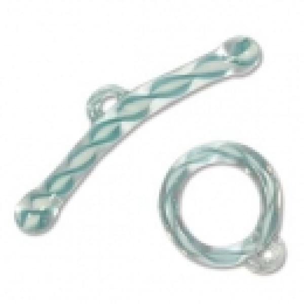 Knebelverschluß, Designer Art Glass Aqua Twist