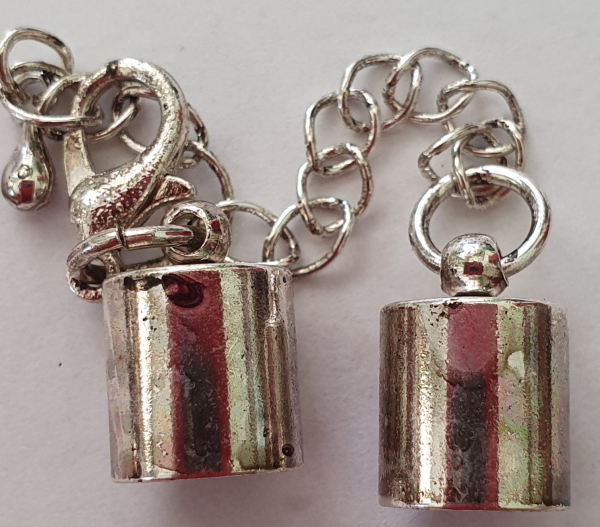 Karabiner mit Endkappe z. Kleben 8mm altsilber