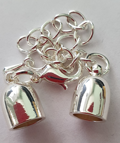 Karabiner mit Endkappe z. Kleben 8mm silber glanz