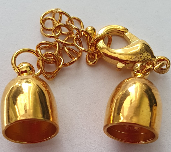 Karabiner mit Endkappe z. Kleben 14mm gold glanz