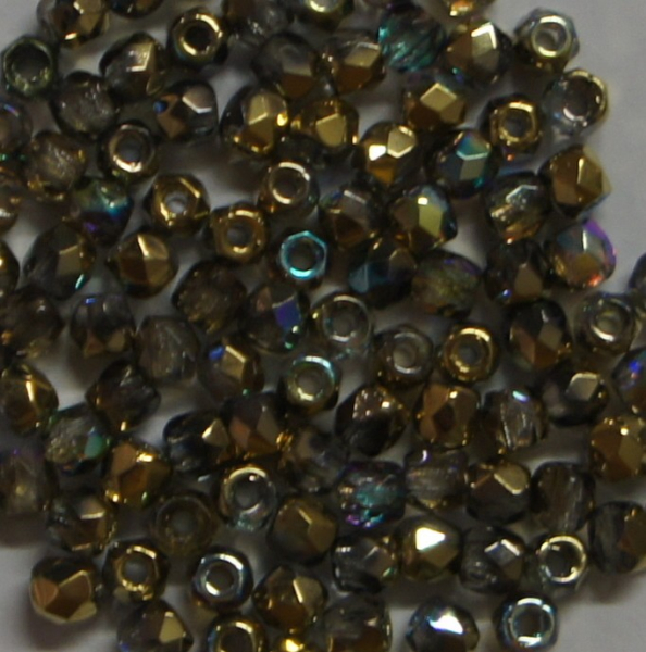 Glasschliffperle 3mm Crystal Rainbow Gold 100St