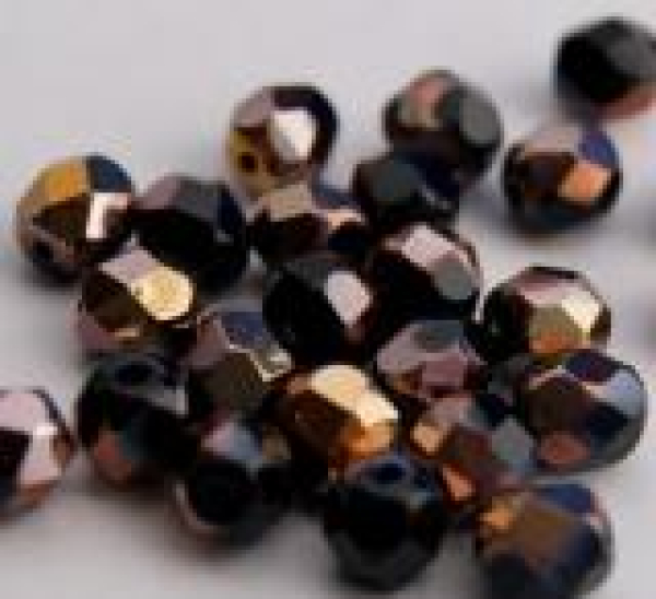 Glasschliffperle 3mm Jet Capri Gold 1200