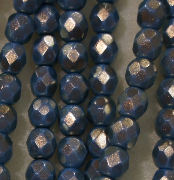 Glasschliffperle 3mm Petrolbl Met Lüster 150St