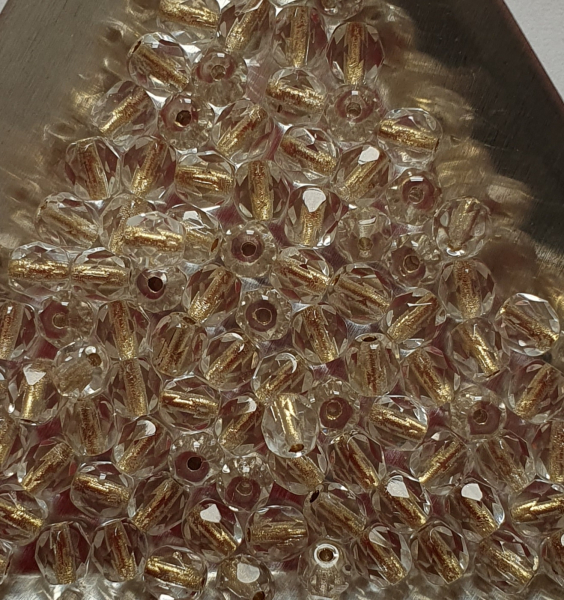 Glasschliffperle 4mm Crystal Gold Lined 1200 St.