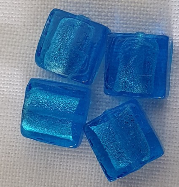 Glasperle Handgemacht, (4400-102-15) 10x10mm blau 10St.