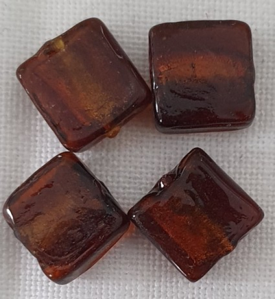 Glasperle Handgemacht, (4400-102-22) 12x12mm dunkelbraun 10 St.