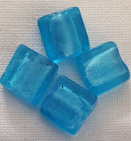Glasperle handgemacht, (4400-102-52) 12x12mm dunkelaqua 10St.