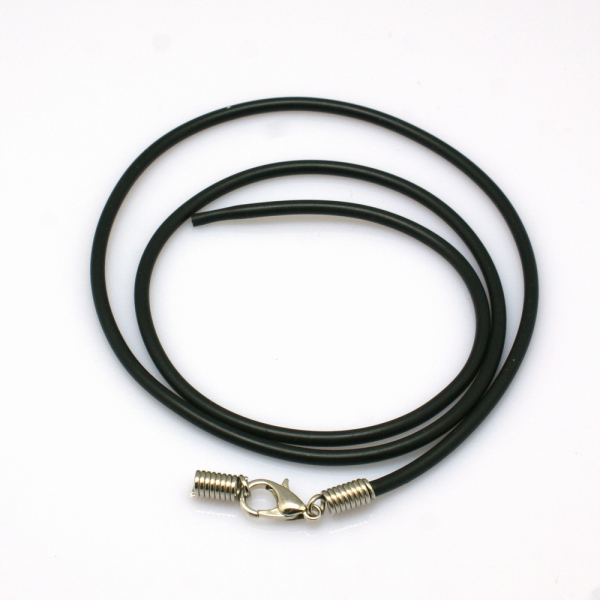 Collier schwarz 2mm mit Karabiner, offen