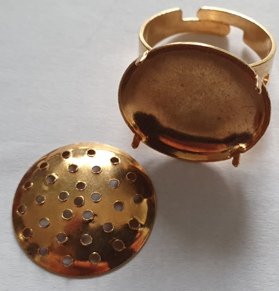 Ring mit Sieb 20mm, platinfarbig