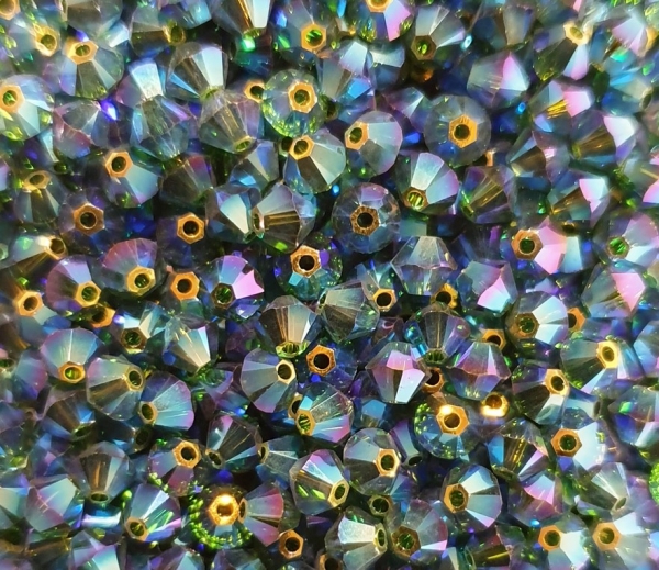 Swarovskiperle 4mm bic. Dark Moss Green AB2 30 St