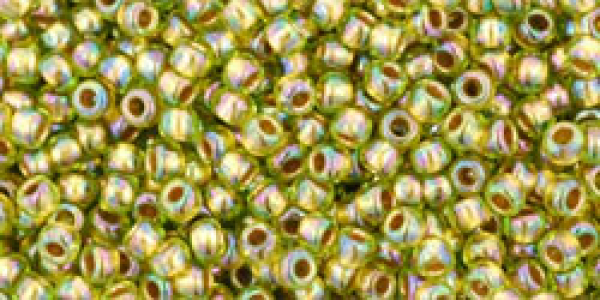 Toho 2,0mm (0996) Gold Lined Rainb Peridot ca20g